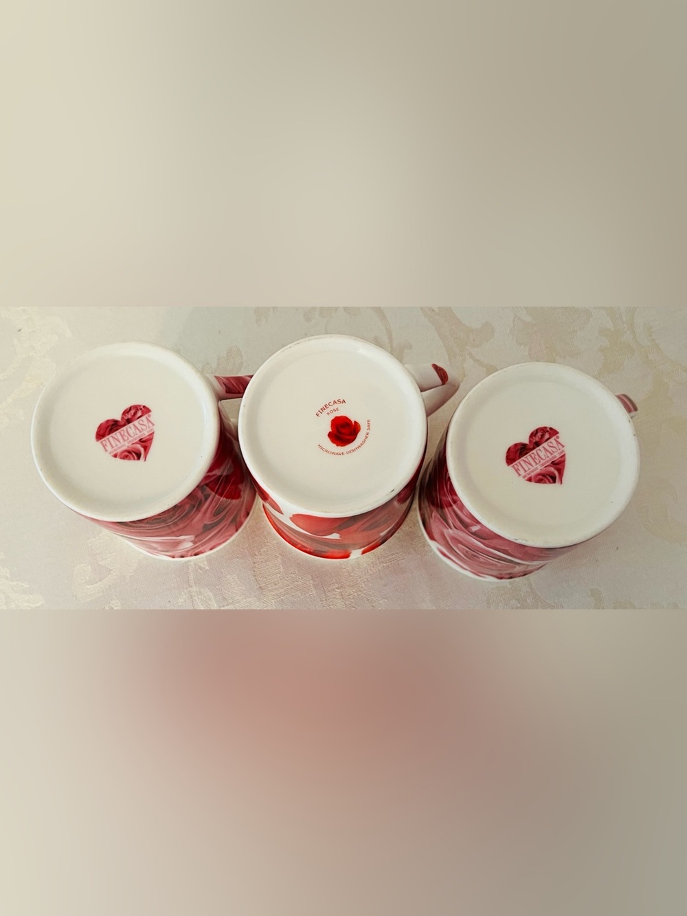Rose Print Latte Mug Set Pink Floral Cottagecore Tea Coffee Cups NWOB - Picture 13 of 16
